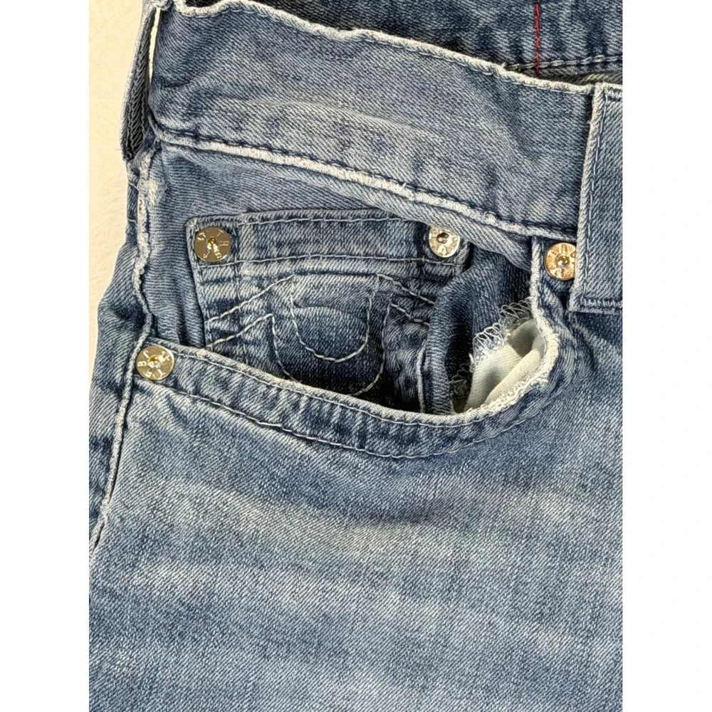 True Religion Mens Straight Leg Jeans Blue Medium Wash Denim Size 32x27